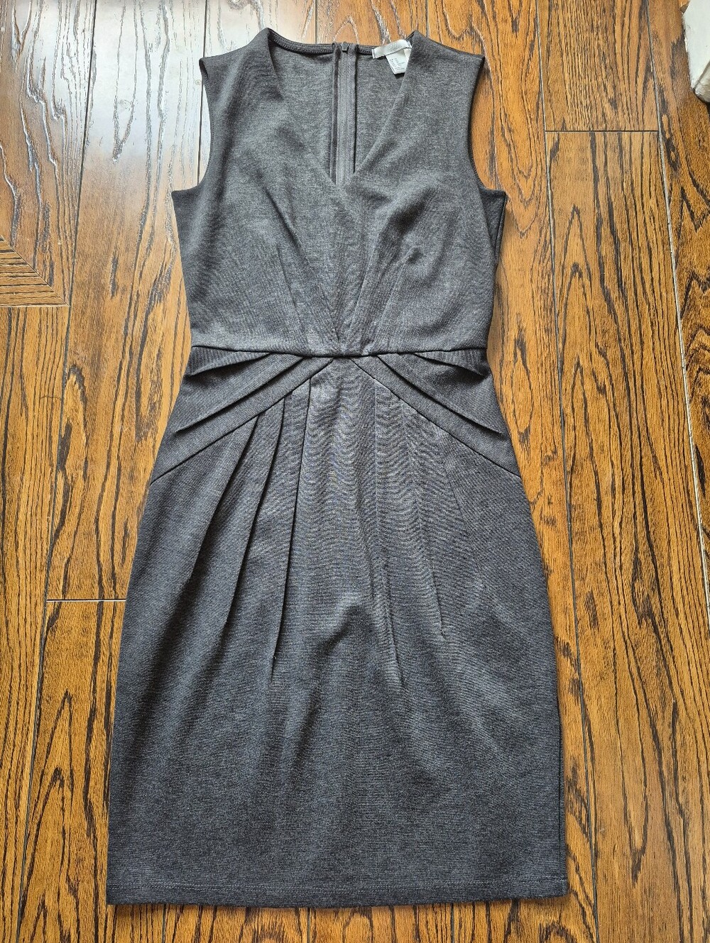 H&M XS Dress - Work Office Attire - Gray Sleeveless Sheath Dress with Pleats